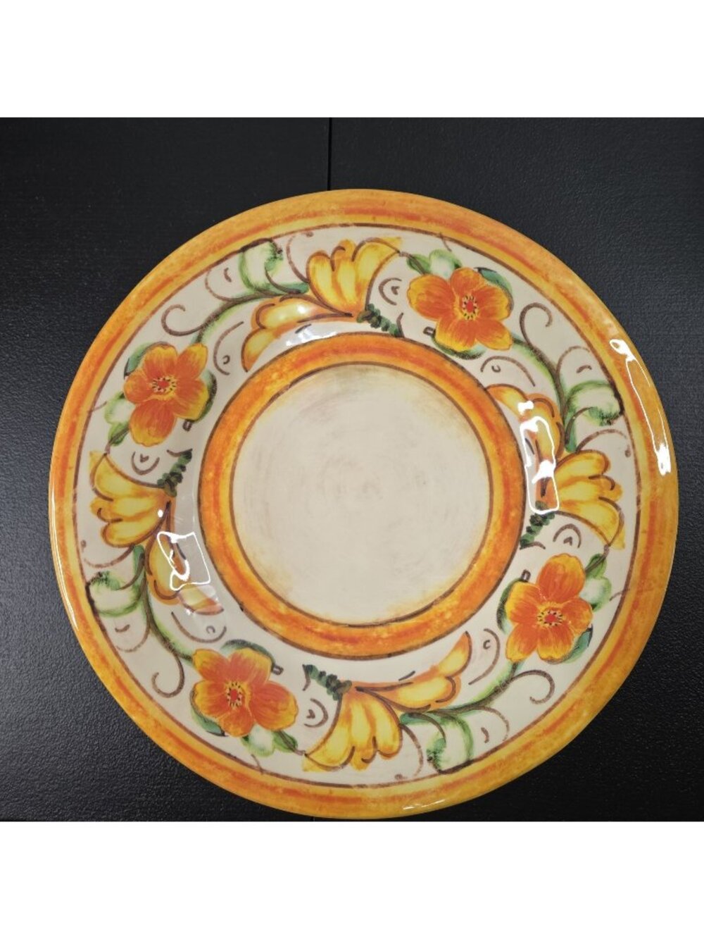 Set 5 Elite Global Solutions TUSCANY Melamine 12" Plates Dishes Orange/Yellow